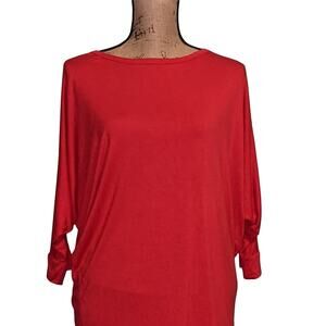 Red dolman‎ sleeve blouse